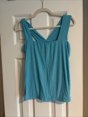 Michael Lauren Turquoise Crossback Ribbed Tank